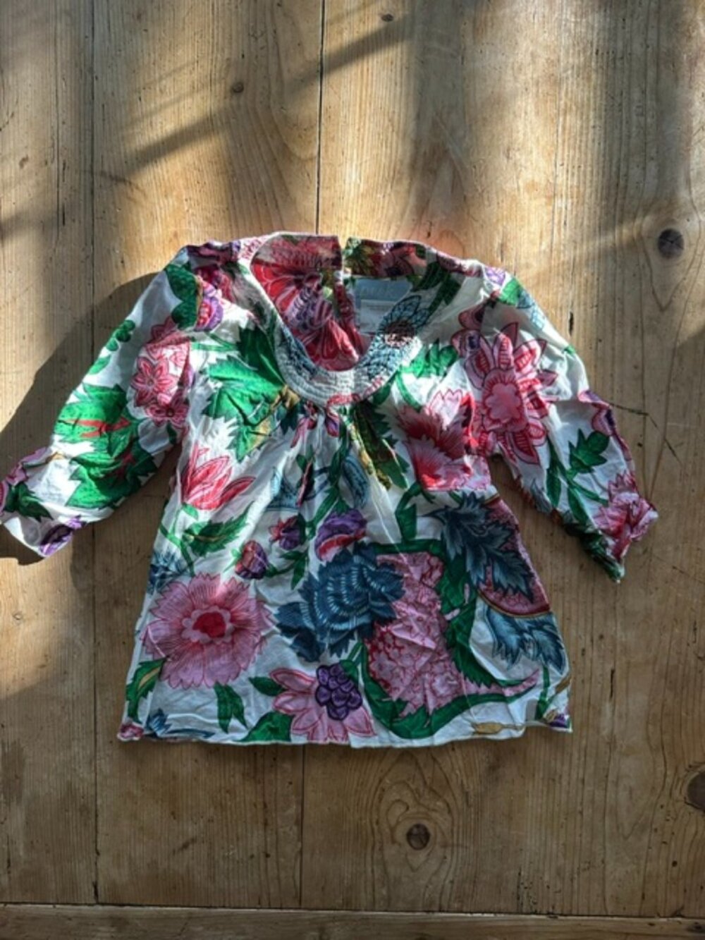 Peek Girls Floral Top 3/4 Sleeve Size S (4/5)